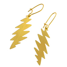 Load image into Gallery viewer, 13-Point Lightning Bolt Earrings, Dead Head, NuGold bronze