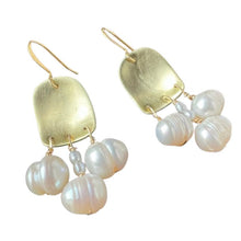 Load image into Gallery viewer, Doors of Possibility earrings with freshwater pearl tassels
