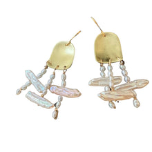 Load image into Gallery viewer, Doors of Possibility earrings with white freshwater pearl tassels

