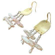 Load image into Gallery viewer, Doors of Possibility earrings with white freshwater pearl tassels

